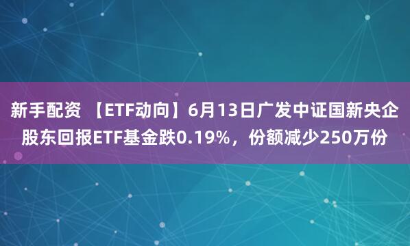 新手配资 【ETF动向】6月13日广发中证国新央企股东回报ETF基金跌0.19%，份额减少250万份